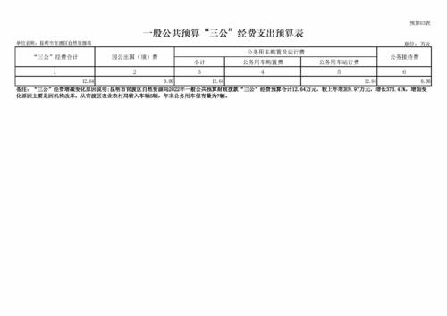 昆明市官渡区自然资源局2022年一般公共预算“三公”经费支出预算表