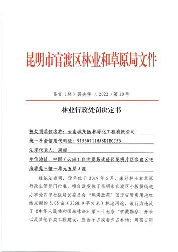 处罚决定 昆官（林）罚决字 ﹝2022﹞第10号_页面_1