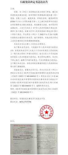 行政处罚决定书送达公告（王涛，御晟酒店）