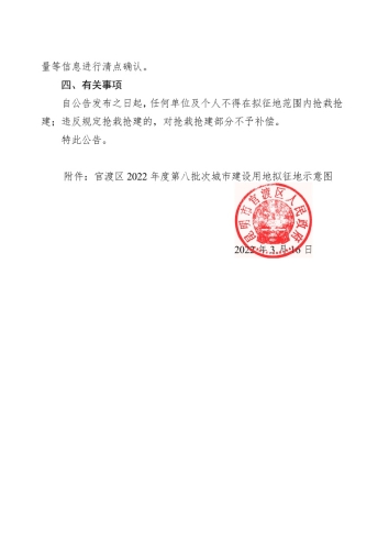 官渡区2022年度第八批次城市建设用地公布土地征收预公告2