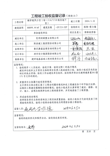 附件：工程竣工验收监督记录