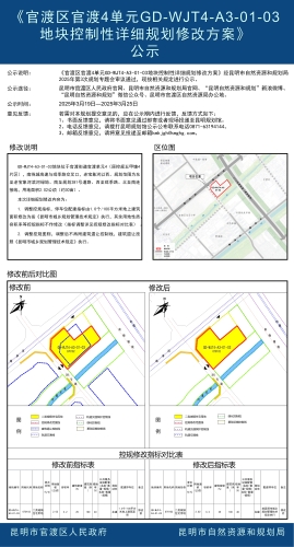《官渡区官渡4单元GD-WJT4-A3-01-03地块控制性详细规划修改方案》公示