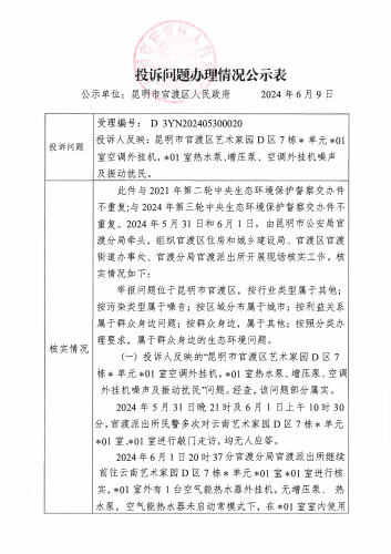 第三轮中央生态环境保护督察交办的D3YN202405300020投诉问题办理情况公示表_页面_1