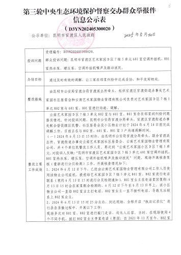 第三轮中央生态环境保护督察交办群众举报件信息公示表（D3YN202405300020）第1页