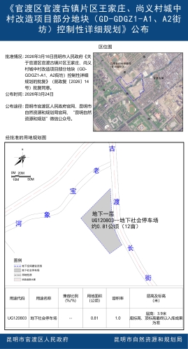 《官渡区官渡古镇片区王家庄、尚义村城中村改造项目部分地块(GD-GDGZ1-A1、A2街坊)控制性详细规划》公布02